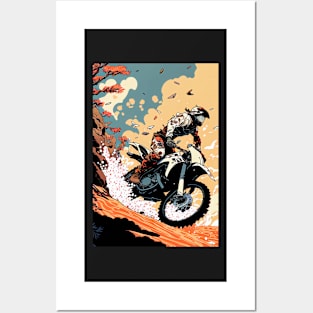 Dirt bike stunt anime style fall Posters and Art